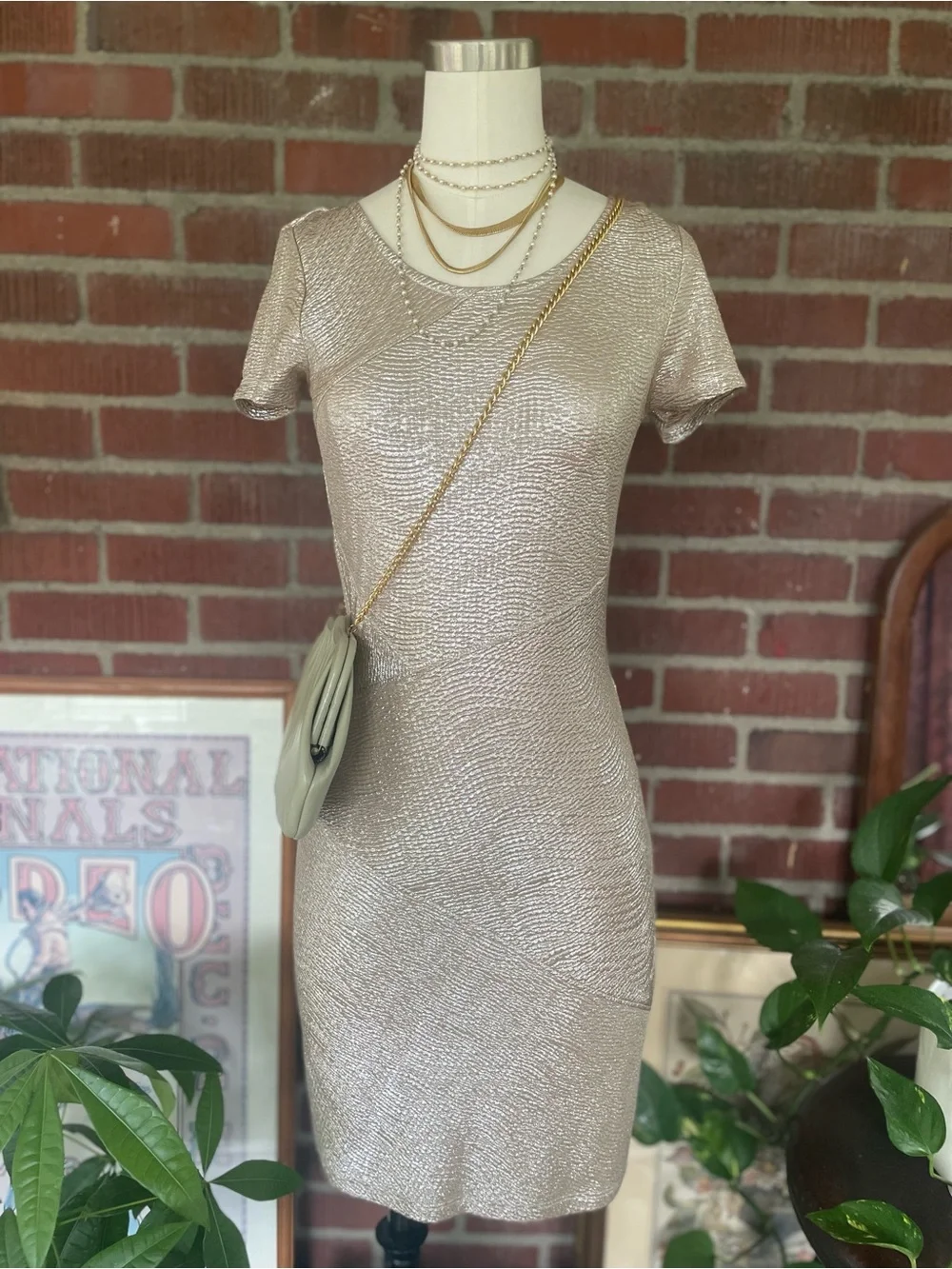 Free People Metallic Bodycon Mini Dress - Picture 1 of 4